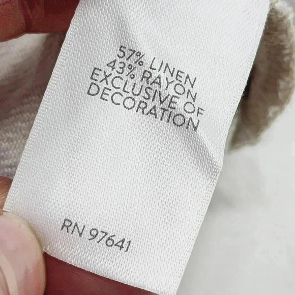 J. jill Linen Blend Leaves Embroidered Hem Women's Capri Pants XLP Beige - Picture 6 of 8